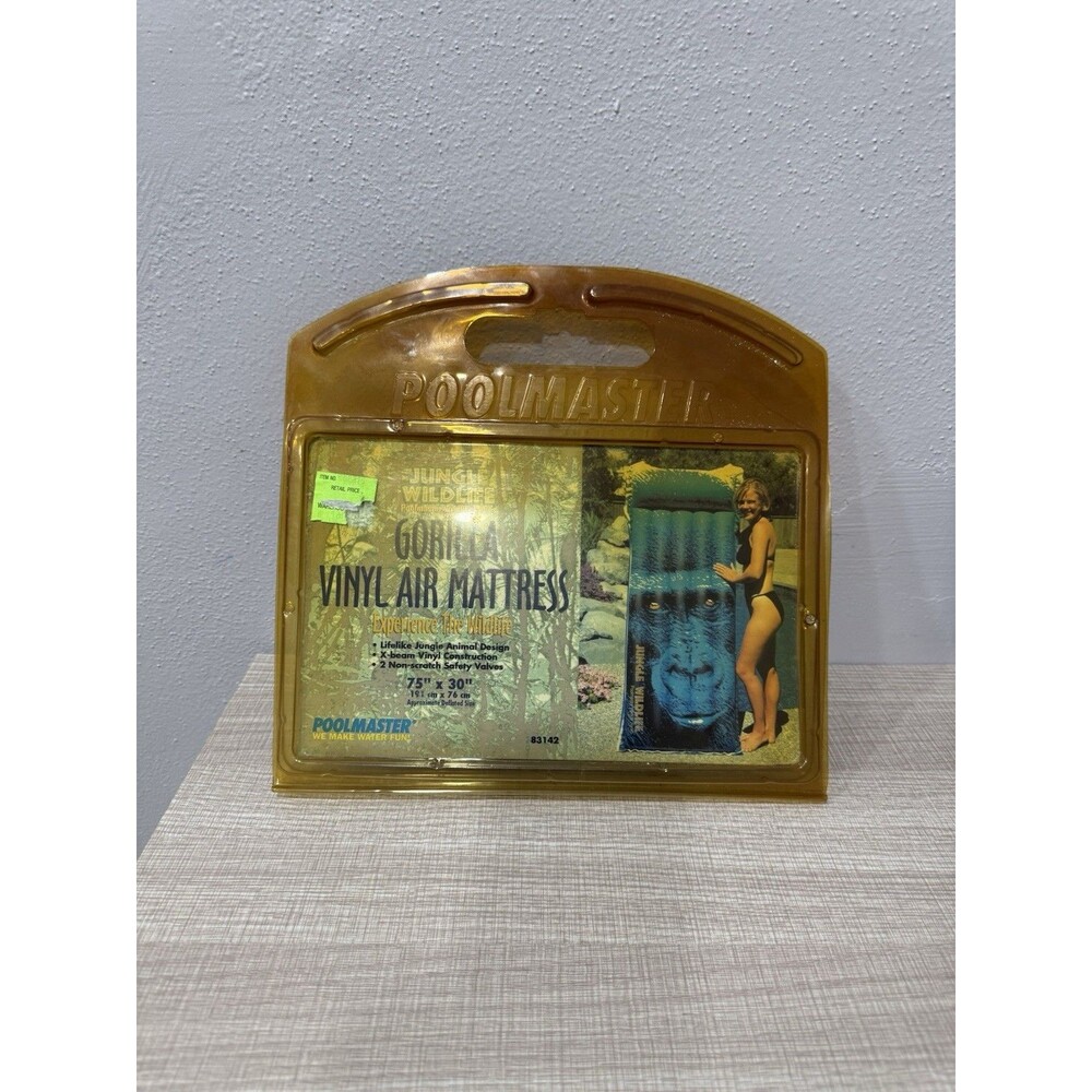Vintage Poolmaster Jungle Wildlife Gorilla Vinyl Air Mattress 75x30 83142 NEW
